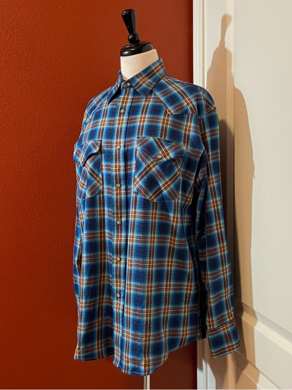 Pendleton Men’s Frontier 100% Cotton Western Plaid Pearl Snap Long Sleeve Shirt